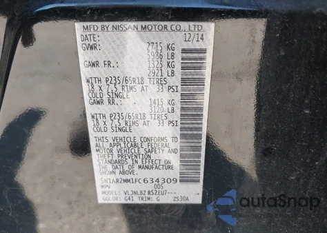 2015 Nissan Pathfinder S from USA, damaged, VIN 5N1AR2MM1FC634309